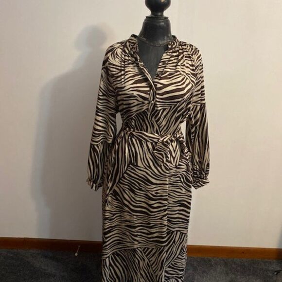 H & M Satin Zebra Print Dress, size 0 - Picture 1 of 5